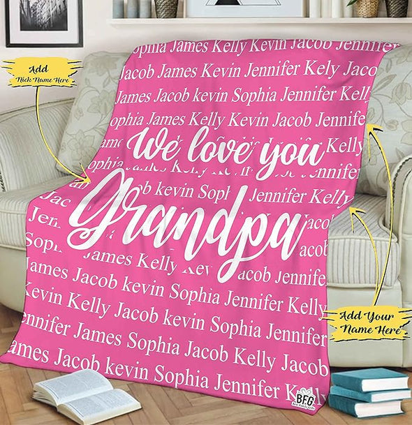 Customized Grandparents Blanket, for Grandma, Grandpa, Nana, Mimi, Gigi, Pop, Birthday, Christmas Day Gift, Best and Premium Quality Blanket, Super Soft and Warm Blanket