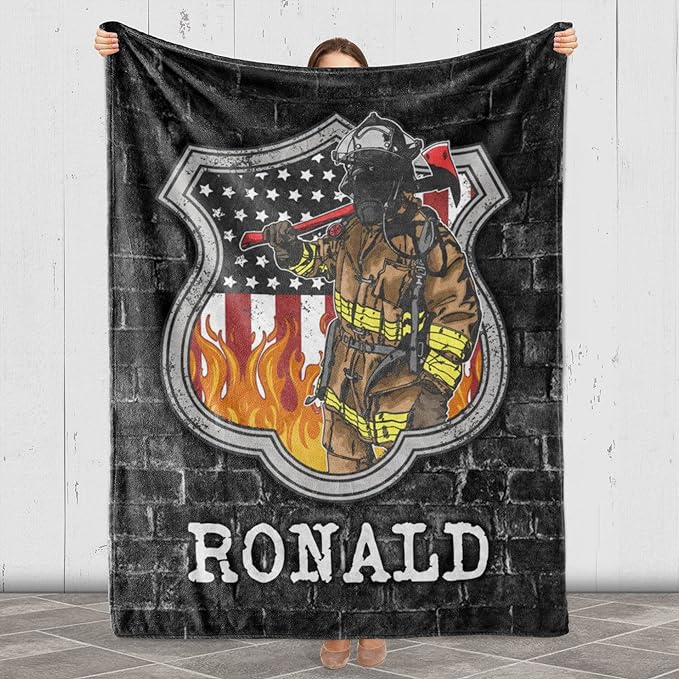 Customized Firefighter Blanket – Personalized with Name, Ideal Gift for Firefighters, Perfect for Birthdays, Christmas, and Thanksgiving. High-Quality, Premium, Super Soft, and Cozy Warmth
