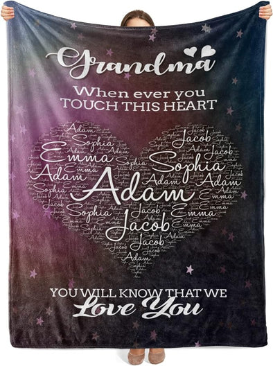 Personalized Heart-Touching Blanket for Grandparents - Custom Throw Blanket for Grandma, Grandpa, Nana, Gigi, Pop, etc. - Ideal for Grandparents Day, Christmas, or Any Occasion - Luxuriously Soft and Customizable