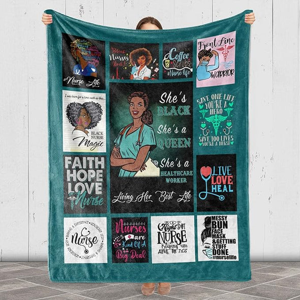 She's Black She's A Queen She's A Healthcare Worker, Medical Professionals Technicians Staff, Super Cozy Soft Throw Ultra-Soft Warm Blanket