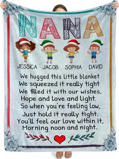 Best Family Gifts We Hugged This Little Blanket, Custom Grandparents Blanket, Customized Throw Blanket for Grandma, Grandpa, Nana, Gigi, Pop Etc, Grandparents Day, Christmas, Super Soft Blanket