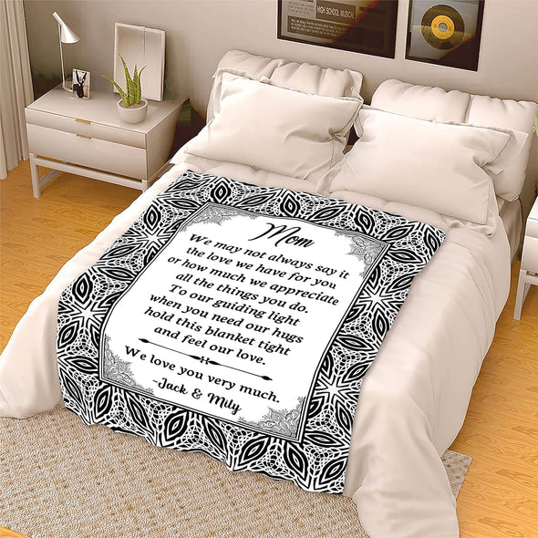 Customized Name Blanket for Mom/Mother, We Love You Very Much, Gift from Son/Daughter for Birthday, Mothers Day, Thanksgiving, Christmas, Proudly Printed in USA Fleece or Sherpa Blanket