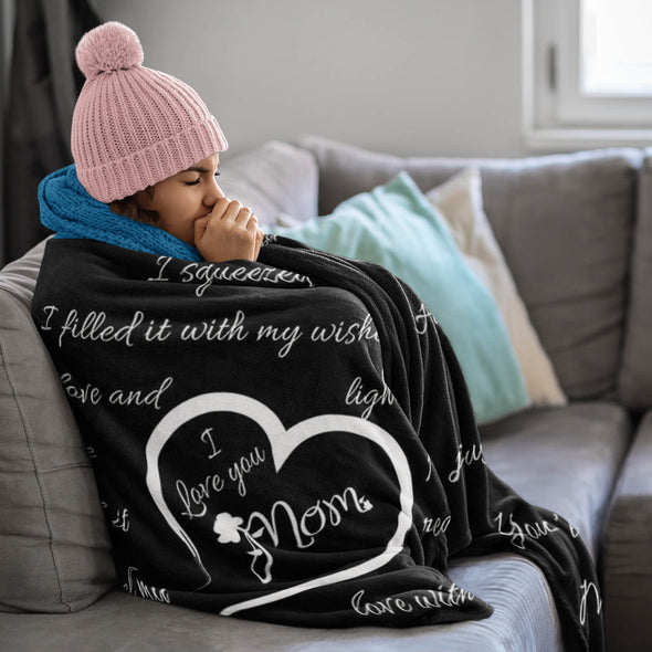 I Love You Mom Blanket – 100% Fleece | Premium Quality | Best Mom Birthday Cozy Hug-Inducing Throw for Mothers Day & Valentine's Day