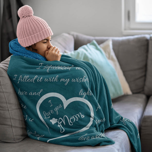 I Love You Mom Blanket – 100% Fleece | Premium Quality | Best Mom Birthday Cozy Hug-Inducing Throw for Mothers Day & Valentine's Day
