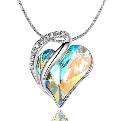 April Birthstone Heart Necklace for Women - Elegant Sterling Silver Infinity Love Pendant, Ideal for Birthday, Anniversary, Valentine's Necklace , Birthstone Jewelry - Includes Gift Box, 18" Chain