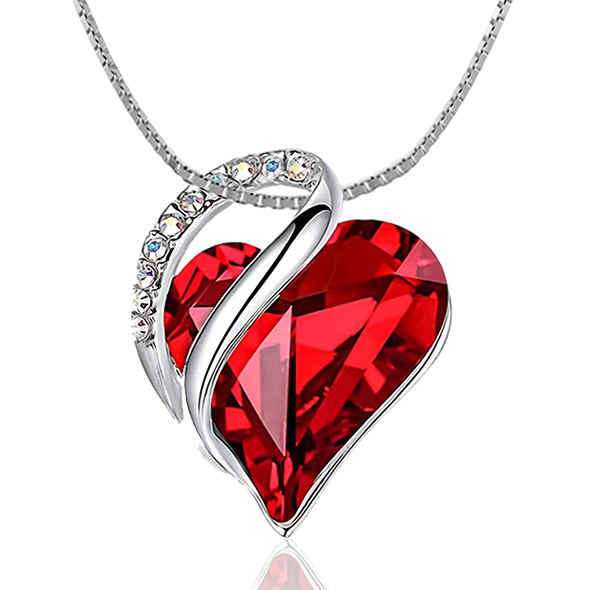 July Birthstone Heart Necklace for Women - Elegant Sterling Silver Infinity Love Pendant, Ideal for Birthday, Anniversary, Valentine's Necklace , Birthstone Jewelry - Includes Gift Box, 18" Chain