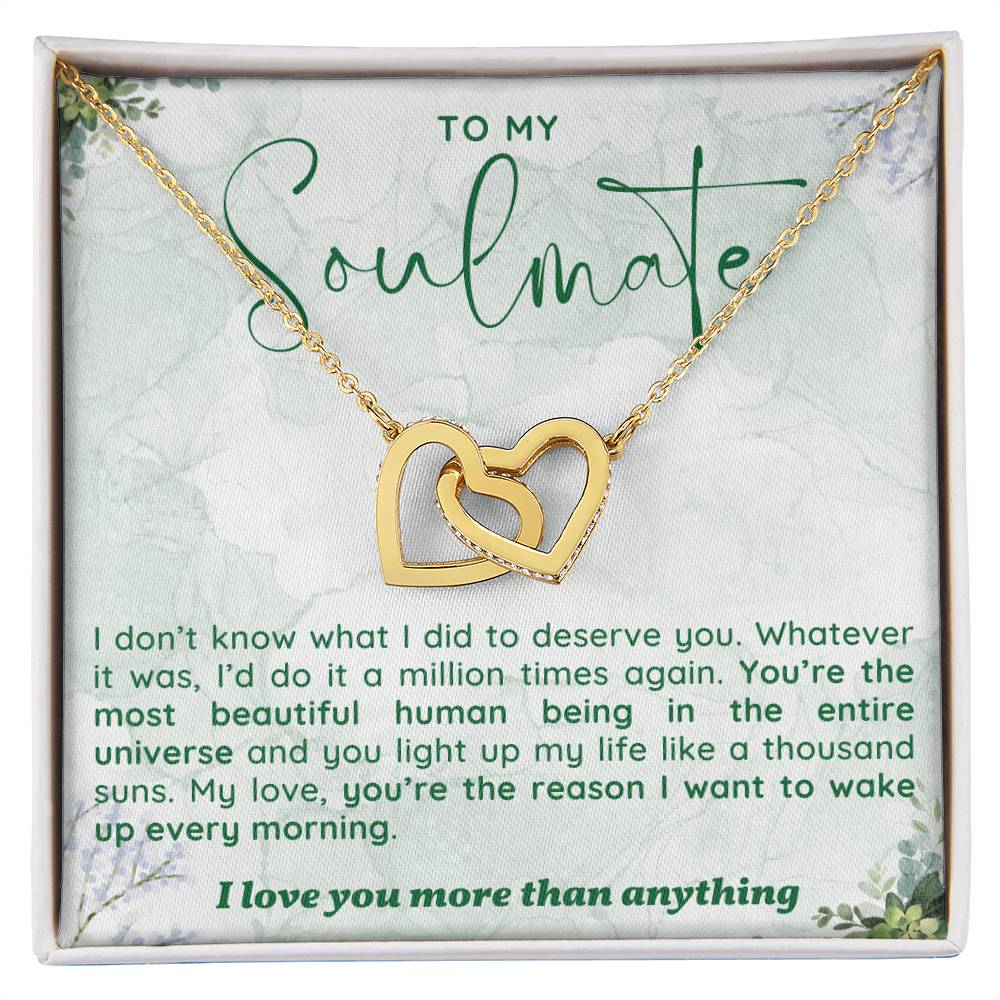 To My Girlfriend/soulmate/wife Inter Locking heart Necklace, Silver Pendant for Wife, Gift for Her, Pendant With Message Card, Couple Jewelry