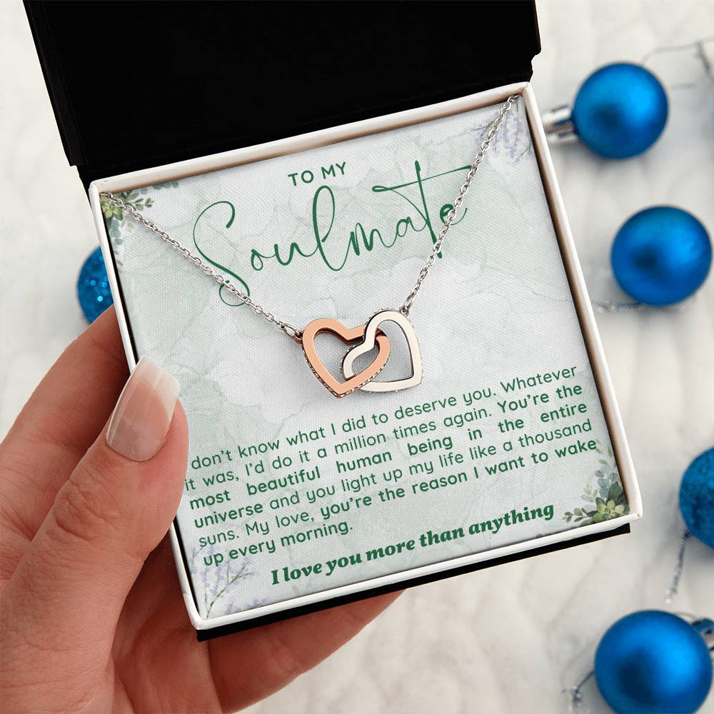 To My Girlfriend/soulmate/wife Inter Locking heart Necklace, Silver Pendant for Wife, Gift for Her, Pendant With Message Card, Couple Jewelry