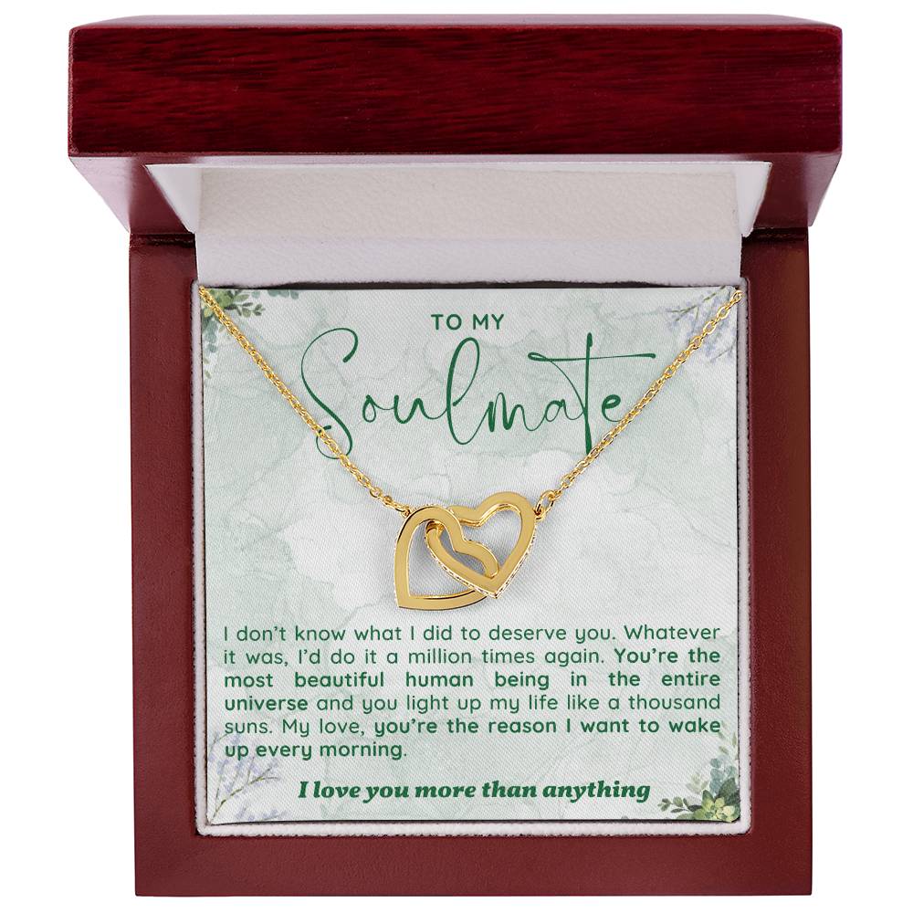To My Girlfriend/soulmate/wife Inter Locking heart Necklace, Silver Pendant for Wife, Gift for Her, Pendant With Message Card, Couple Jewelry