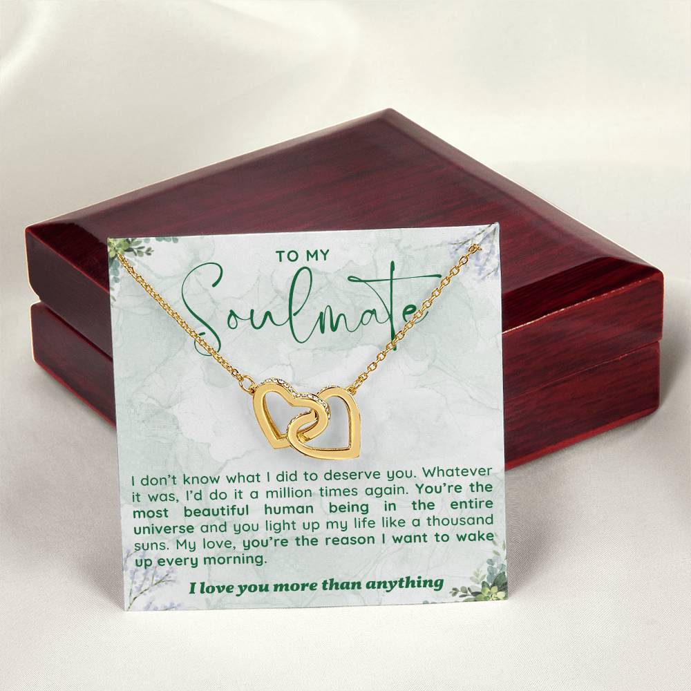 To My Girlfriend/soulmate/wife Inter Locking heart Necklace, Silver Pendant for Wife, Gift for Her, Pendant With Message Card, Couple Jewelry