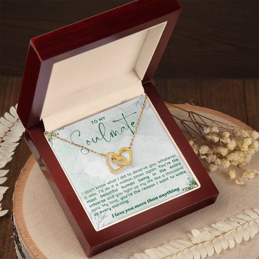 To My Girlfriend/soulmate/wife Inter Locking heart Necklace, Silver Pendant for Wife, Gift for Her, Pendant With Message Card, Couple Jewelry