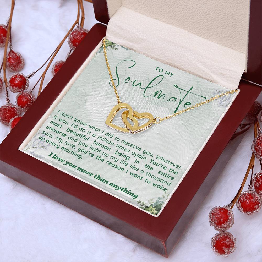 To My Girlfriend/soulmate/wife Inter Locking heart Necklace, Silver Pendant for Wife, Gift for Her, Pendant With Message Card, Couple Jewelry