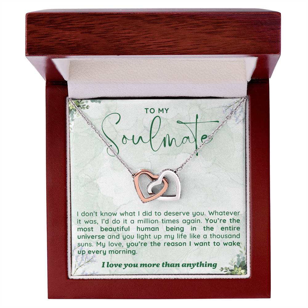 To My Girlfriend/soulmate/wife Inter Locking heart Necklace, Silver Pendant for Wife, Gift for Her, Pendant With Message Card, Couple Jewelry