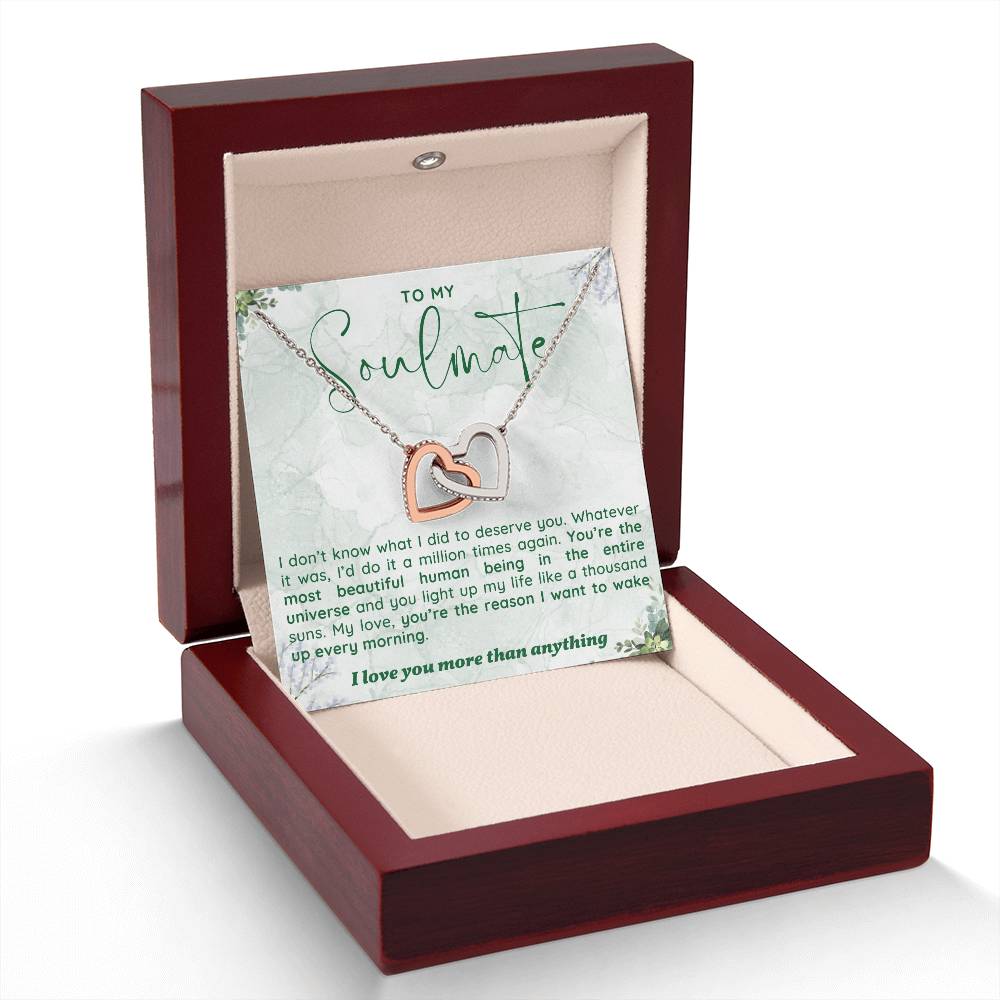 To My Girlfriend/soulmate/wife Inter Locking heart Necklace, Silver Pendant for Wife, Gift for Her, Pendant With Message Card, Couple Jewelry