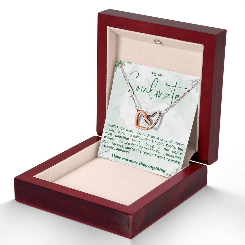 To My Girlfriend/soulmate/wife Inter Locking heart Necklace, Silver Pendant for Wife, Gift for Her, Pendant With Message Card, Couple Jewelry