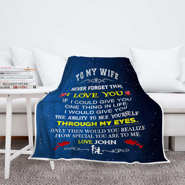 Personalized "To My Lovely Wife" Premium Customized Blanket