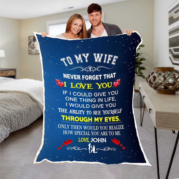 Personalized "To My Lovely Wife" Premium Customized Blanket