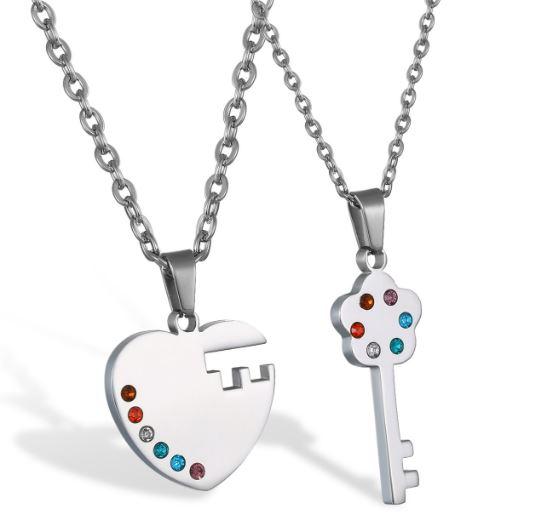2pc "Key to my Heart" Necklace Set
