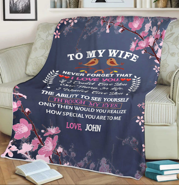 Premium "I Love My Wife Personalized Blanket