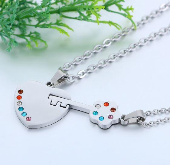 2pc "Key to my Heart" Necklace Set