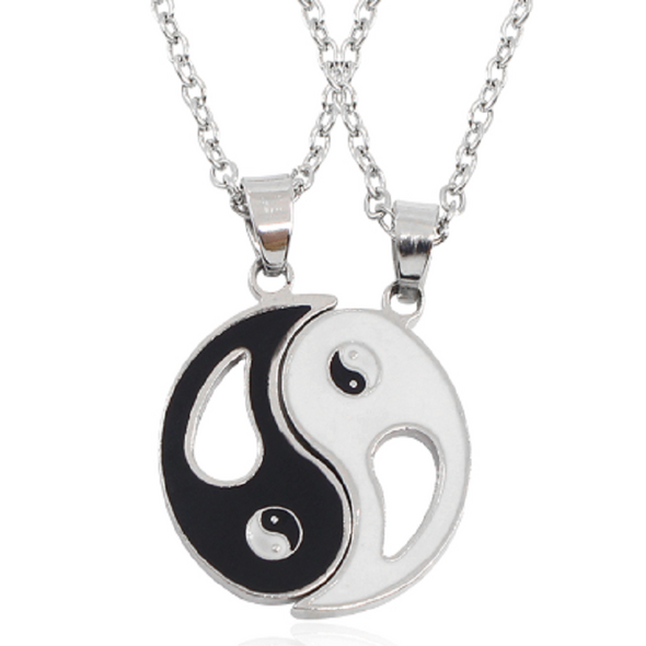 Yin Yang Black & White Couple Necklace