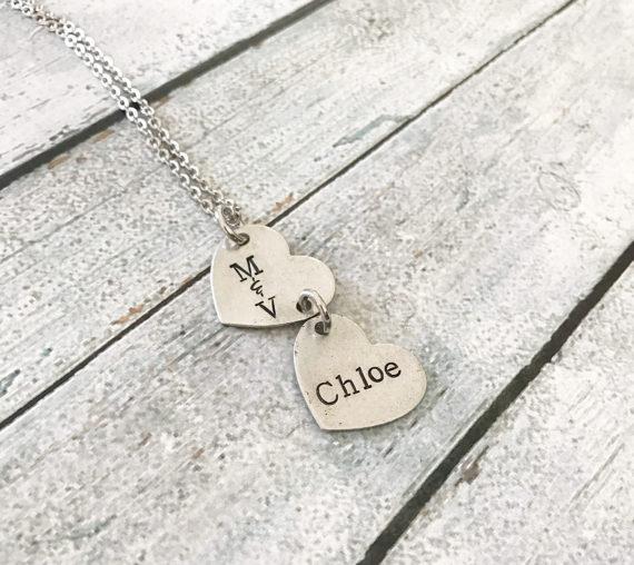 Family necklace - hand stamped jewelry - hand