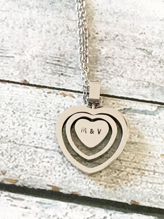 Heart necklace - Stainless steel necklace - Open