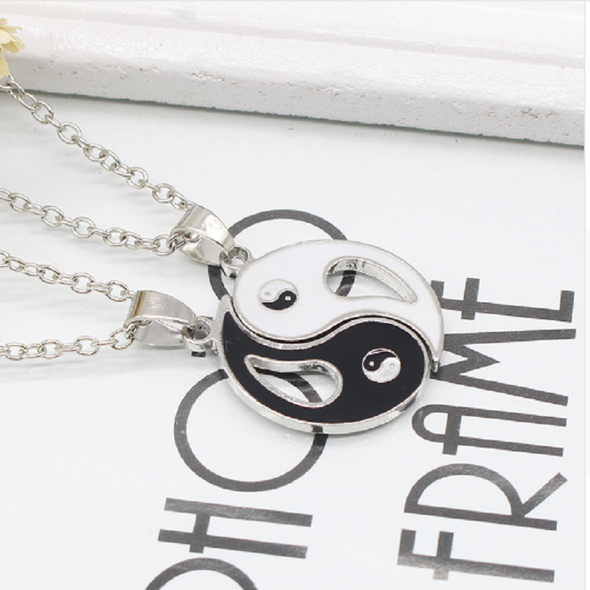 Yin Yang Black & White Couple Necklace