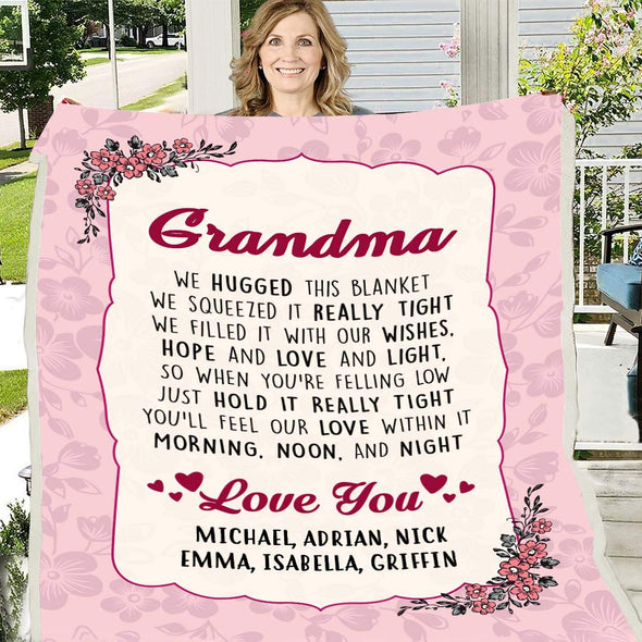 "Love You" Grandma Customized Blanket For Grandma/Grandpa/Mamma/Papa/Auntie