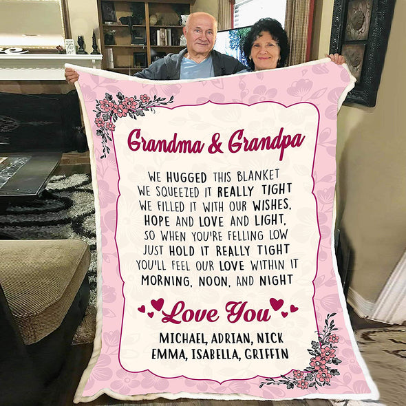 "Love You" Grandma Customized Blanket For Grandma/Grandpa/Mamma/Papa/Auntie