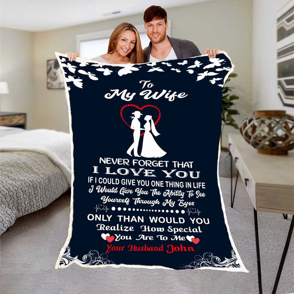 Customized "I Love You" Fleece Blanket For Wife