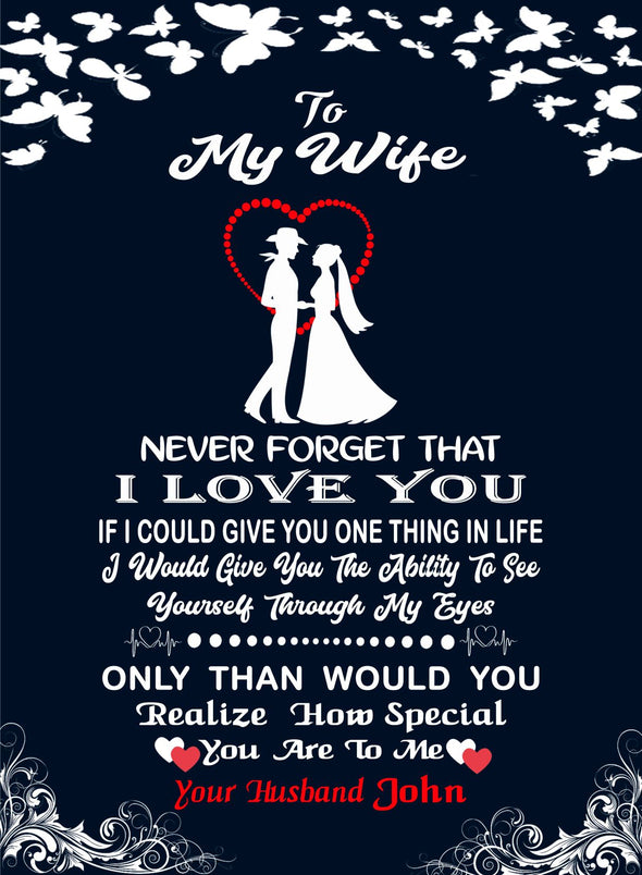 Customized "I Love You" Fleece Blanket For Wife