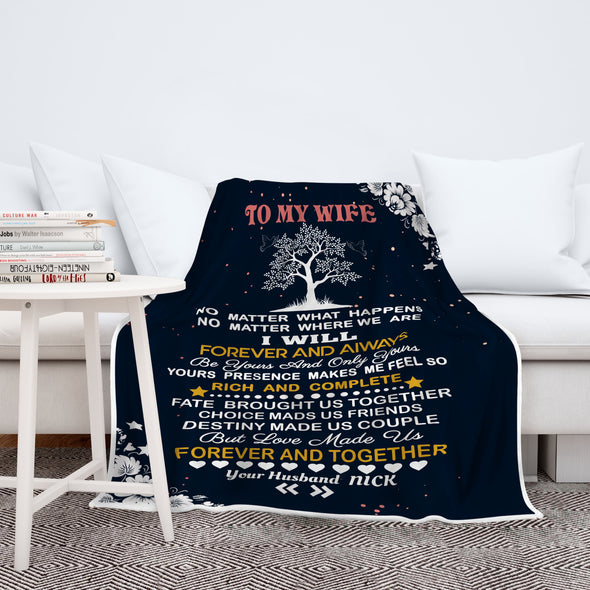 Personalized Cozy Blanket To  My Lovely  Wife"  Premium Customized Blanket