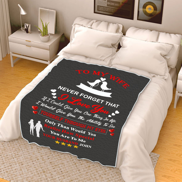 Personalized "Never Forget That I Love You " Premium Customized Blanket