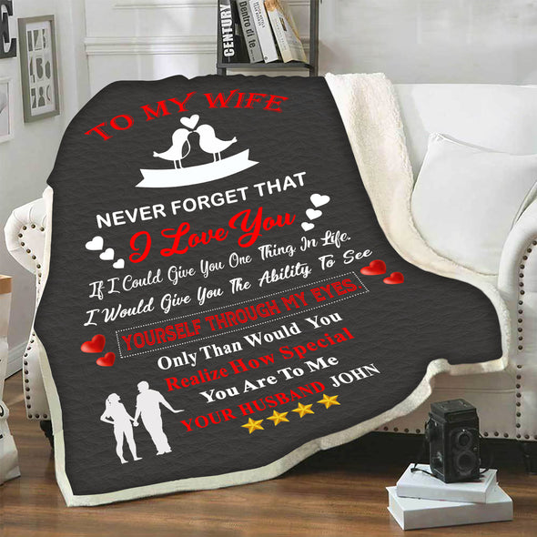 Personalized "Never Forget That I Love You " Premium Customized Blanket