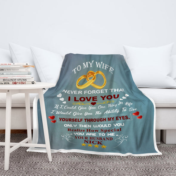 "For My Lovely  Wife " Premium Customized Cozy Blanket