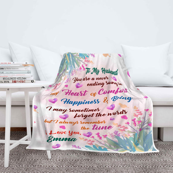 "My Heart Of Comfort" Customized Blanket For Husband