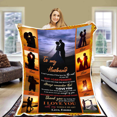 "Thank You For Being My Great Life Partner" Personalized Blanket For Husband