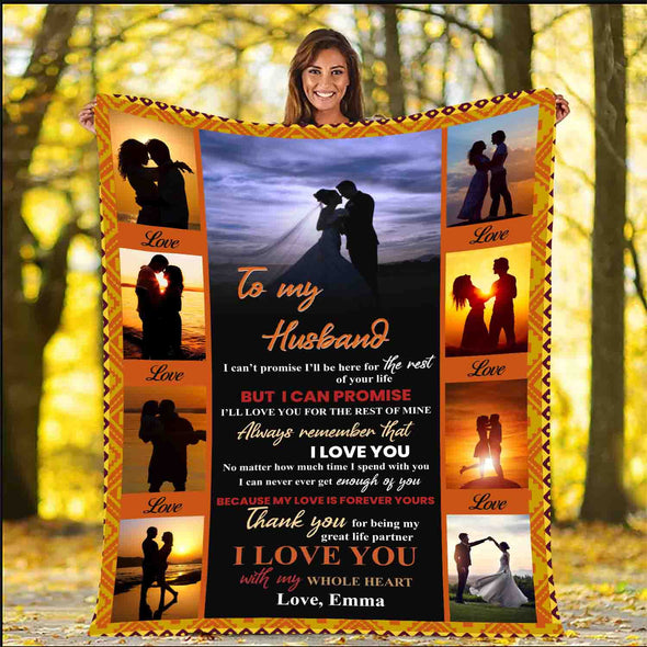 "Thank You For Being My Great Life Partner" Personalized Blanket For Husband