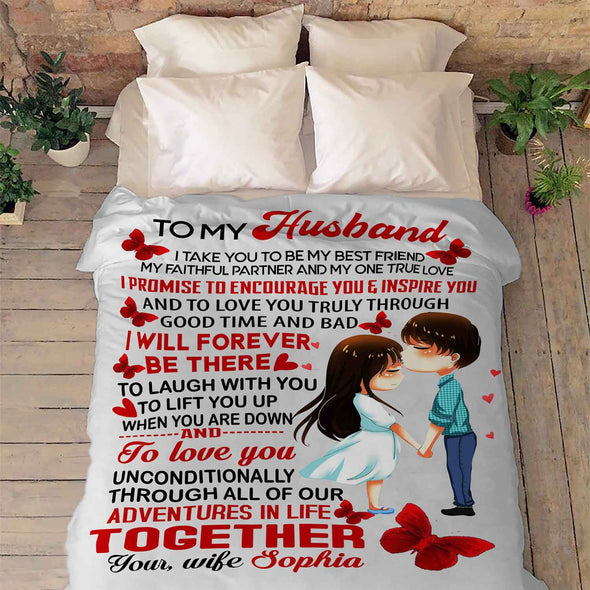 "I Will Forever Be There" Personalized Blanket For Husband