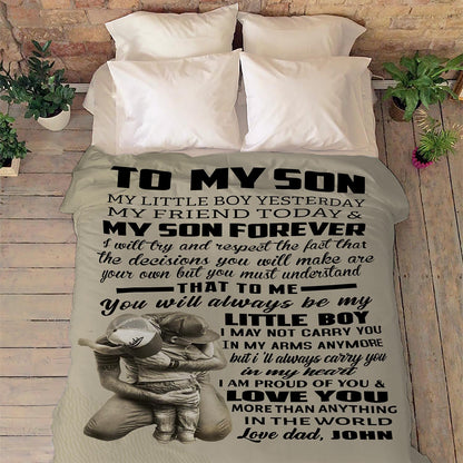 "You Will Always Be My Little Boy" Customized Blanket For Son