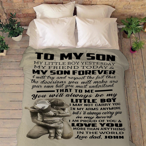 "You Will Always Be My Little Boy" Customized Blanket For Son