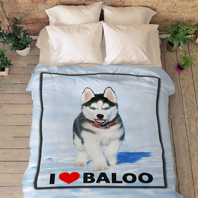 Customized Picture Fleece Blanket For Pet With Name