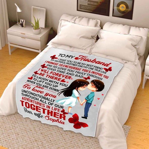 "I Will Forever Be There" Personalized Blanket For Husband