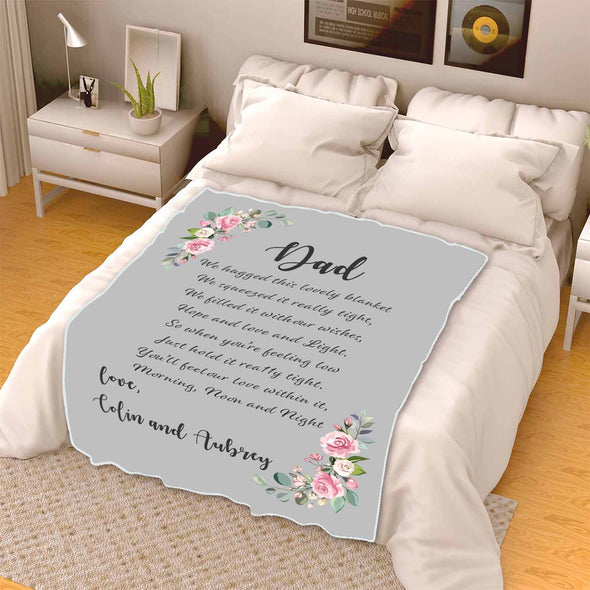"Dad- We Hugged This Lovely Blanket" Customized Blanket For Grandma/Grandpa/Mamma/Papa/Auntie