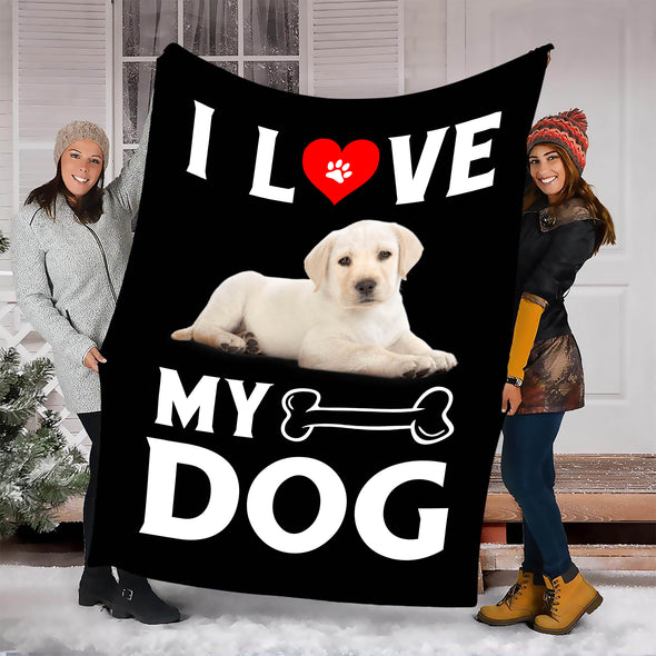 "I Love My Dog" Customized Fleece Blanket