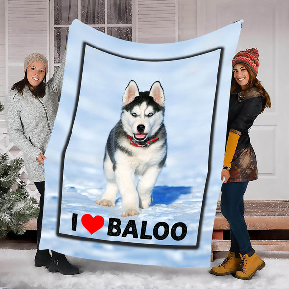 Customized Picture Fleece Blanket For Pet With Name