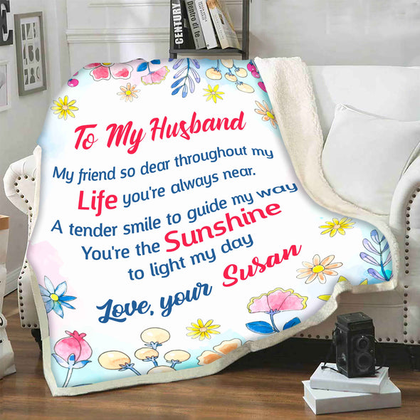 "To My Husband- My Friend So Dear" Personalized Blanket For Husband