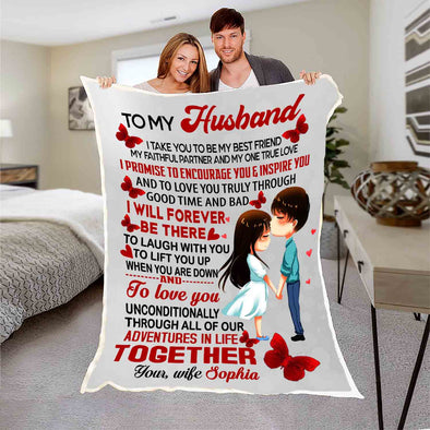 "I Will Forever Be There" Personalized Blanket For Husband