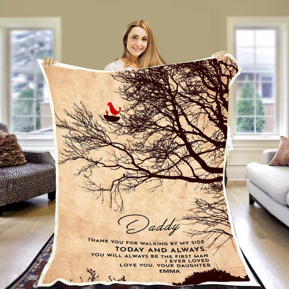 "Thank You For Walking By My Side" Customized Blanket For Dad